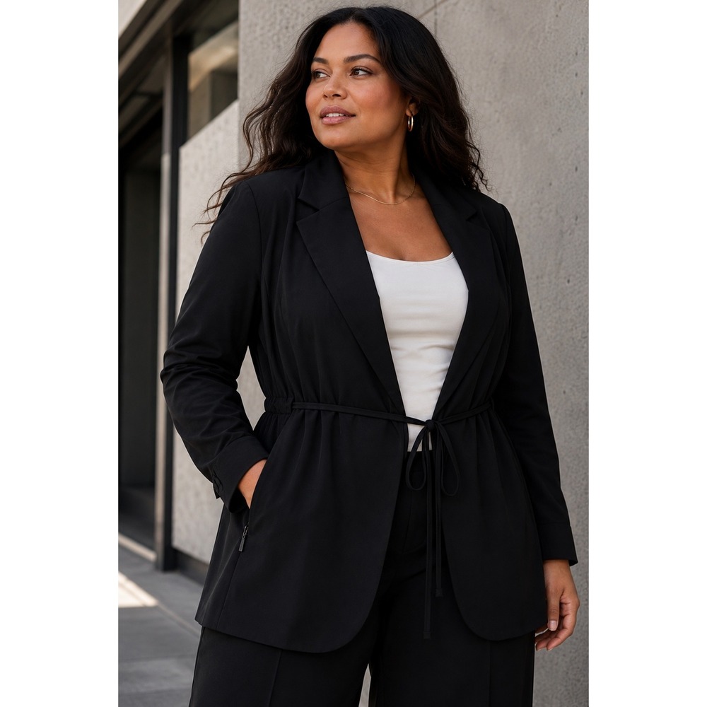 Athleta‎ Primatwill Endless Blazer Stretch Drawstring Waist Zip Pocket Black 22